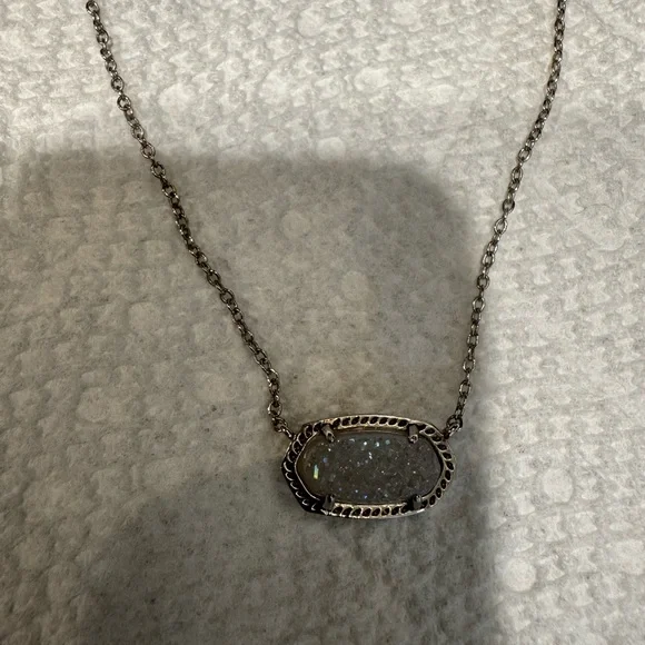 Kendra Scott Silver Necklace with White Stone - Picture 2 of 3